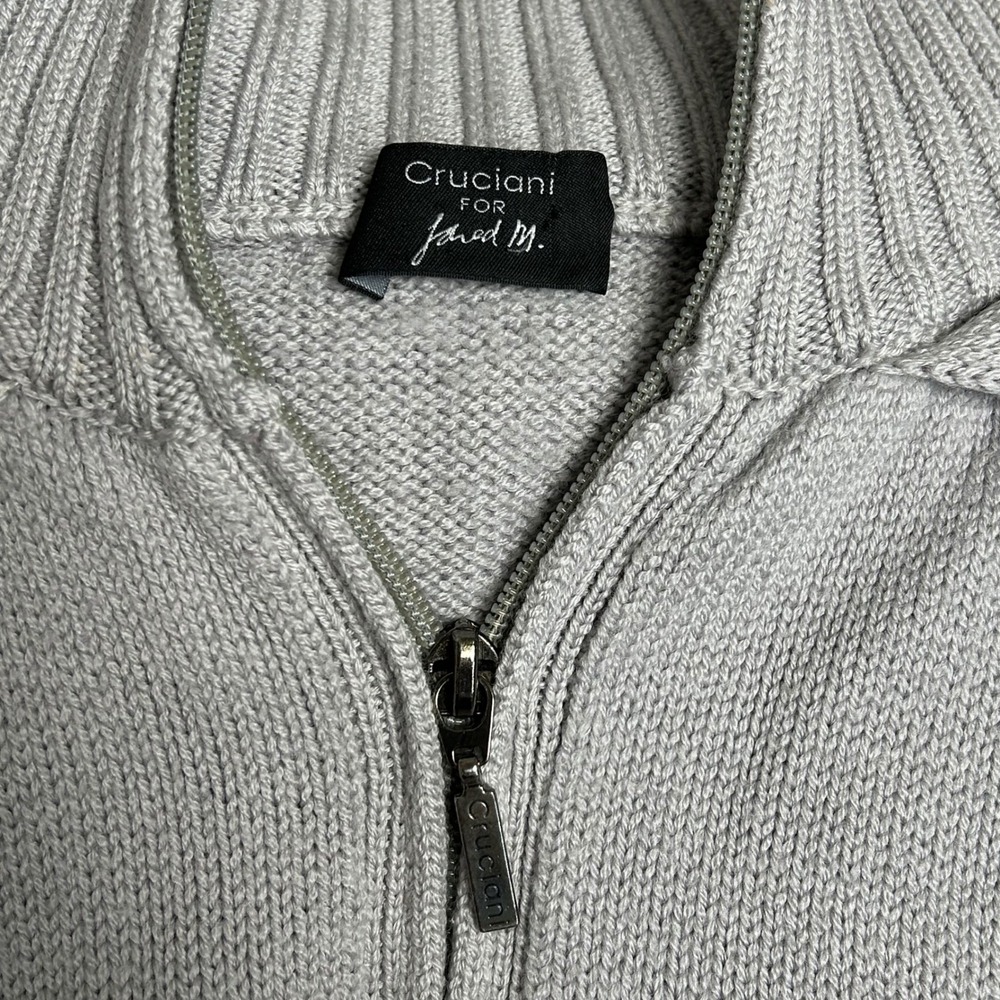 Cruciani for Jared M. Mens Full Zip Up Wool Hoodie Knit Sweater Gray Italy - Picture 5 of 10